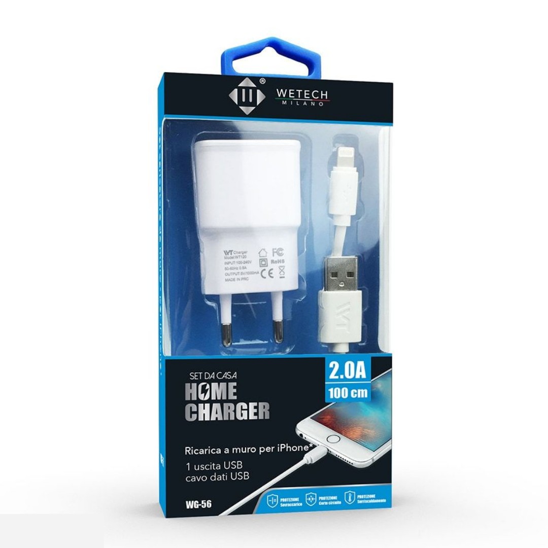 Caricatore Wetech compatibile WG-56 Iphone adattatore 2A + Cavo 100cm