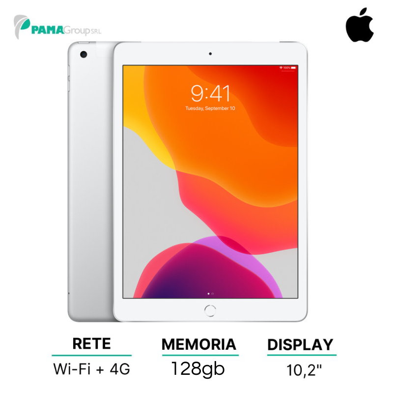 Apple 2020 iPad 10,2-Inch, Wi-Fi + Cellular, 128GB, Silver, Ricondizionato Grado A