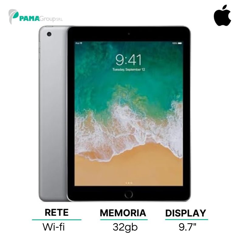 Apple iPad 9.7 (6th Gen) 32GB Wi-Fi, Grigio Siderale, Ricondizionato Grado A