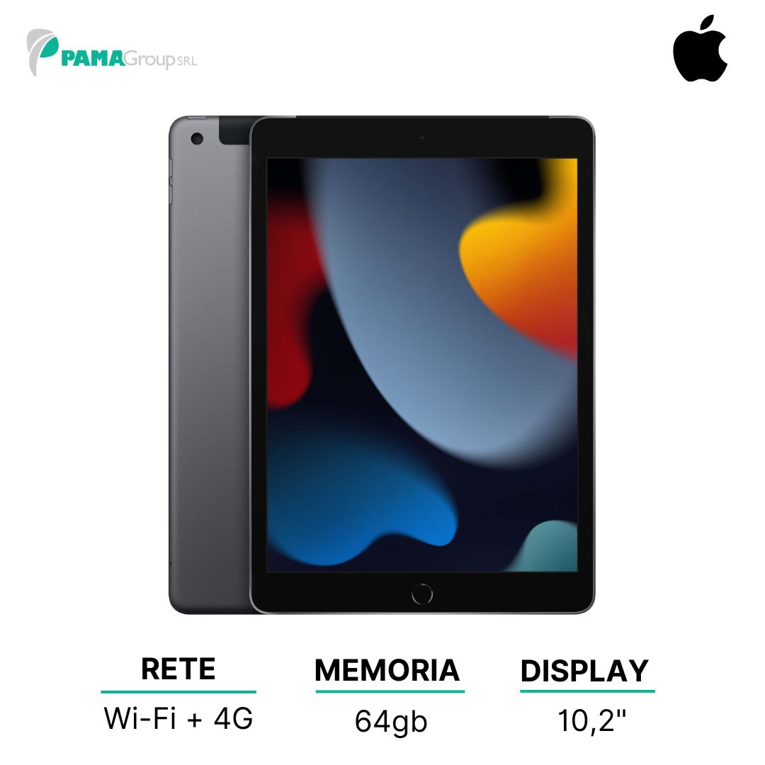 Apple 2021 iPad 10.2 Pollici, Wi-Fi + Cellular, 64GB - Grigio Siderale, Ricondizionato Grado A