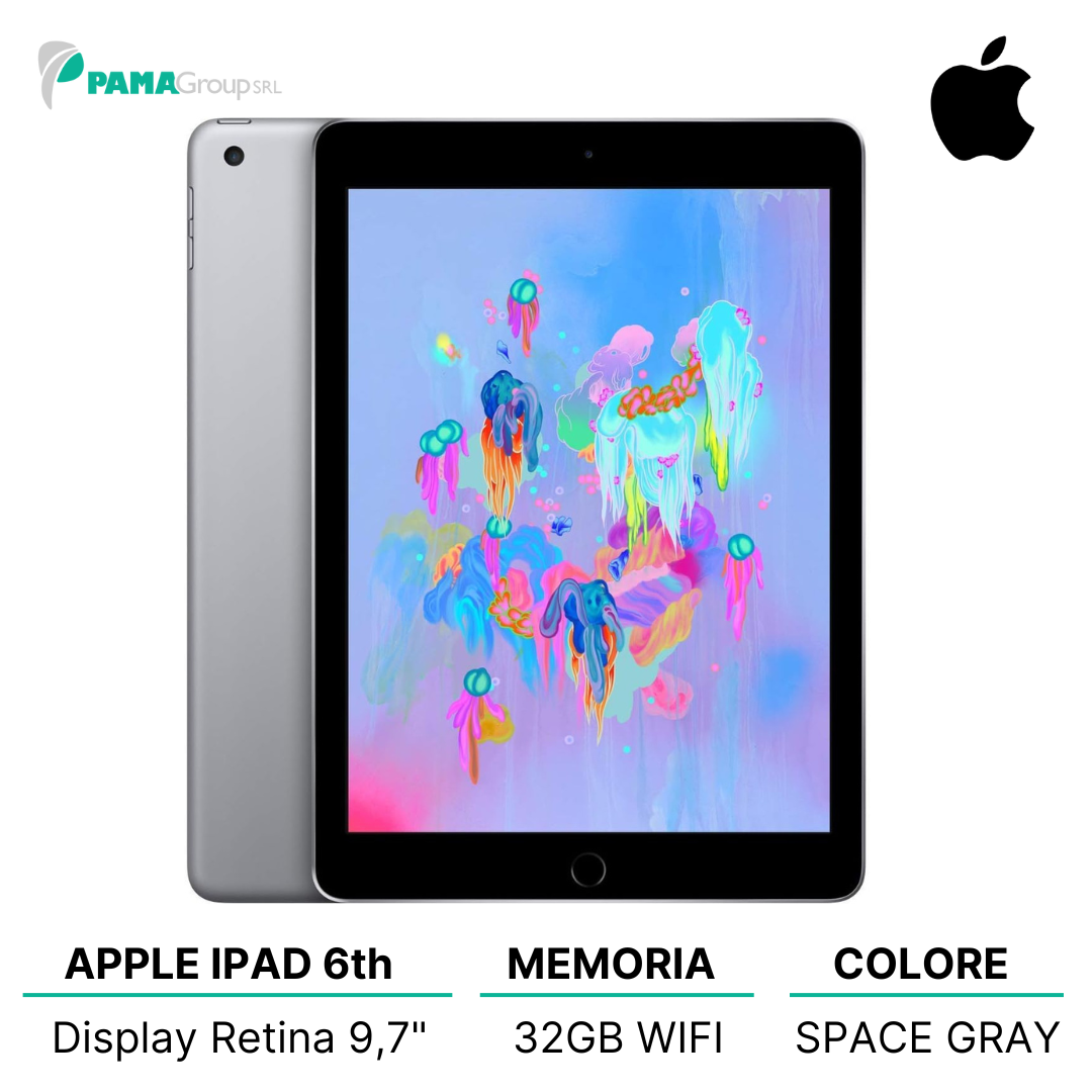 Apple iPad 9.7 (6th Gen) 32GB Wi-Fi + Cellular, Grigio Siderale, Ricondizionato Grado A