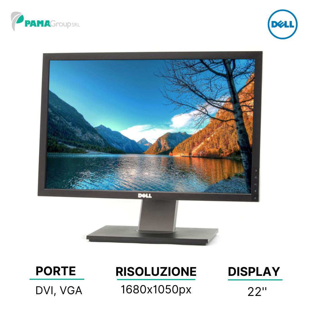 Monitor Dell 2209WAF, LCD IPS 22", Ultrasharp, 16:10 VGA DVI-D Pivot, Ricondizionato Grado A
