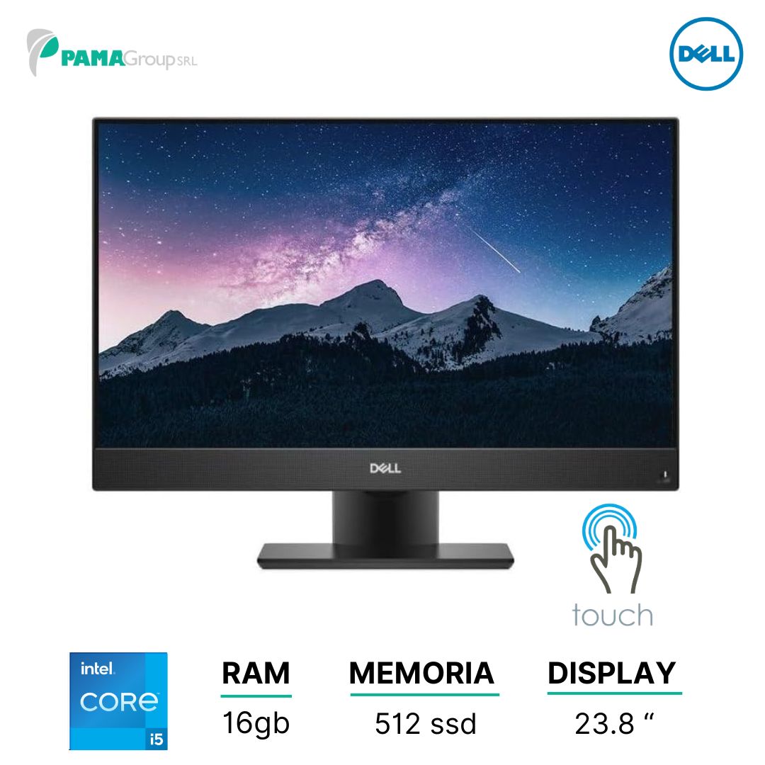 All In One tutto in uno Dell 7460, Core i5-8500 3 Ghz, Ram 16GB, SSD 512GB, Webcam, Display 23.8" Touchscreen 1920x1080 fullHd, Windows 10 Home, Ricondizionato Grado A