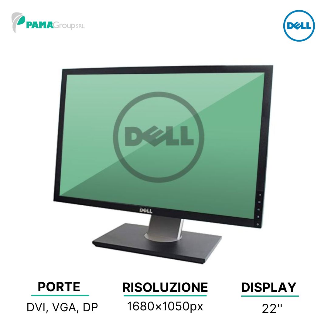 Monitor Dell P2210F, LCD Widescreen 22", 16:10 VGA DVI DP, 1680x1050, Ricondizionato Grado A
