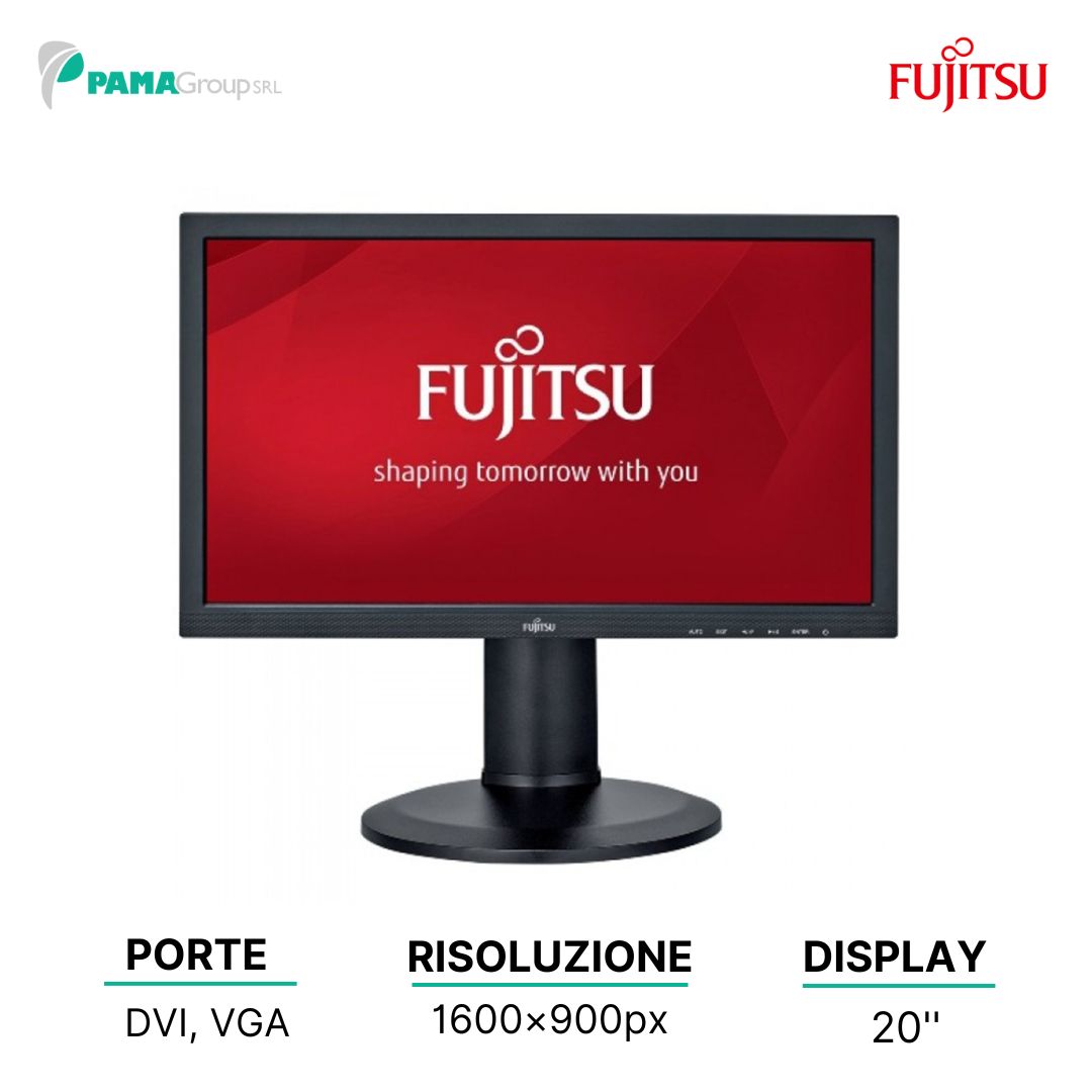 Monitor Fujitsu-Siemens B20T-7 LED, 20" Risol. 1600x900, VGA, DVI, Multimediale, Ricondizionato, Grado A