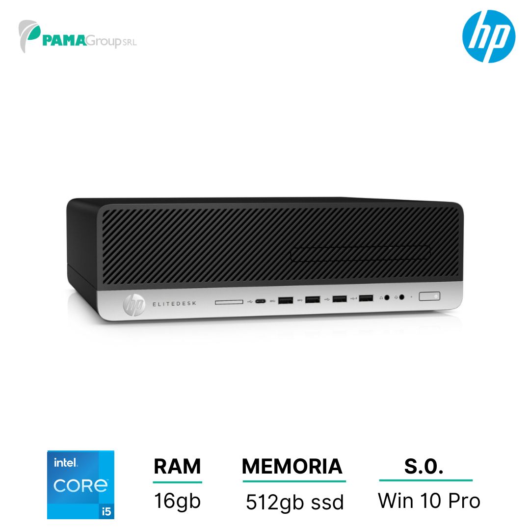 Pc HP 800 G4 Sff desktop, Core i5 8400T 2,10 GHz, ram 16GB, 512gb ssd, dvd , Win 11 pro, Ricondizionato Grado A