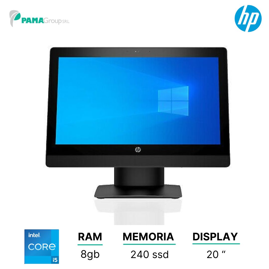 All in One tutto in uno, Hp 400 G3, Core i5 7500 3.4 ghz, ram 8GB, 240GB ssd, dvd+rw, Display Led 20" fullHD, Win 11, Ricondizionato Grado A