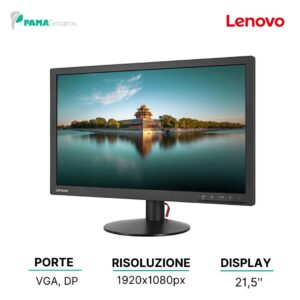 Monitor Lenovo 21,5",ThinkVision T2224d, FHD 250:1, Ricondizionato Grado A