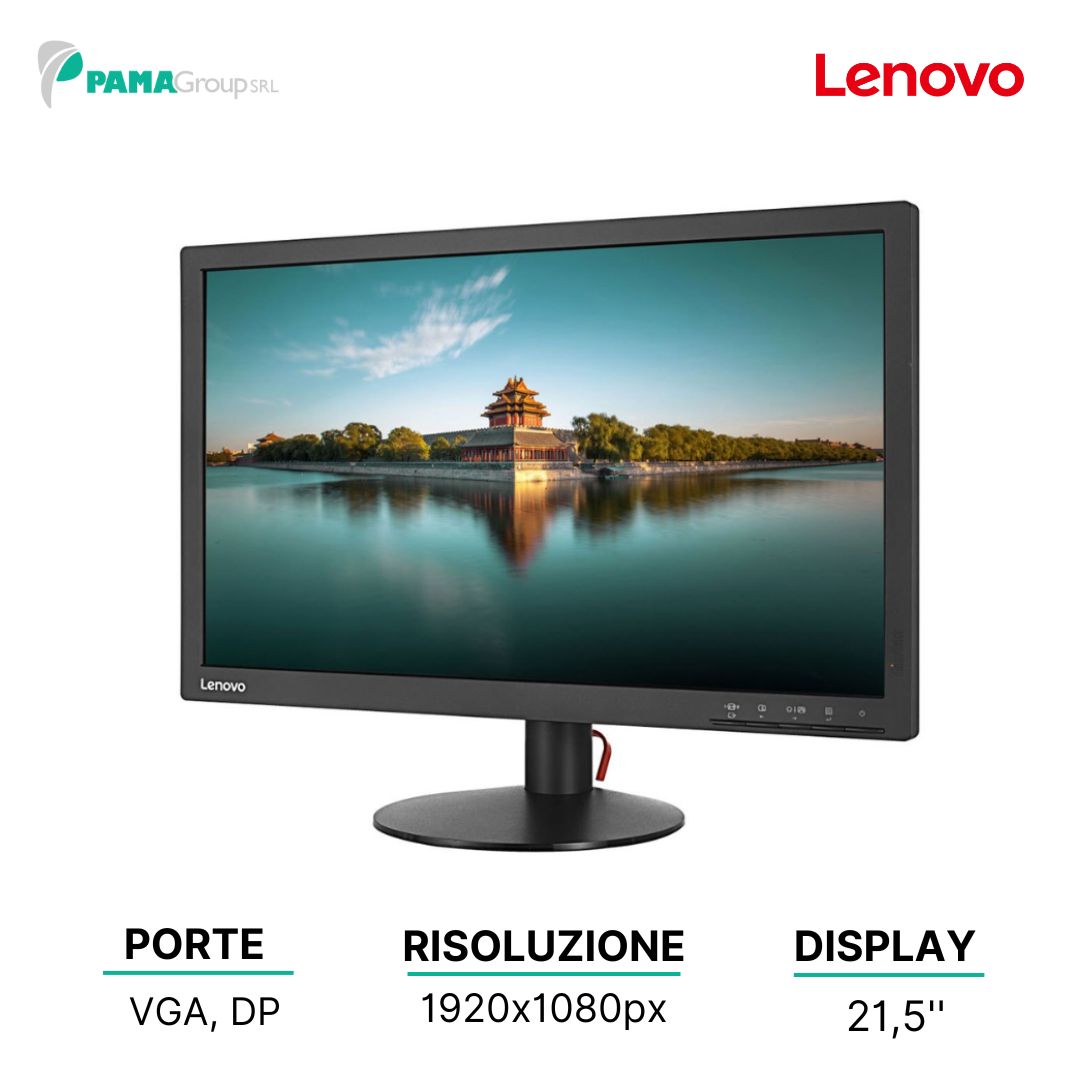 Monitor Lenovo 21,5",ThinkVision T2224d, FHD 250:1, Ricondizionato Grado A