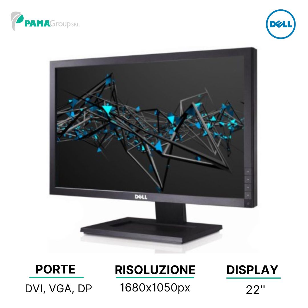 Monitor Dell E2210F, LCD Widescreen 22", 16:10 VGA DVI DP, 1680x1050, Ricondizionato Grado A