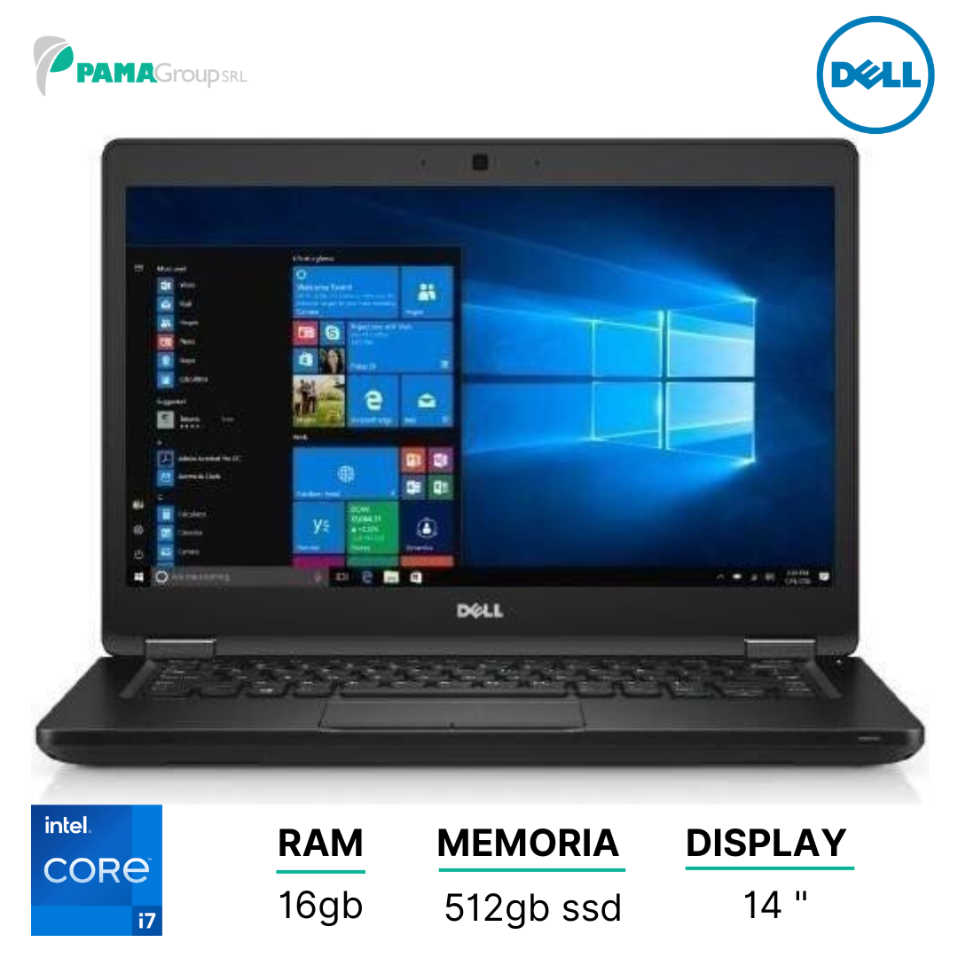 Dell 5480 notebook, Core-i7 6600U 2.40 ghz, ram 16gb, 512GB ssd, display Led 14", nVidia 930 mx, webcam, windows 11, Ricondizionato Grado A