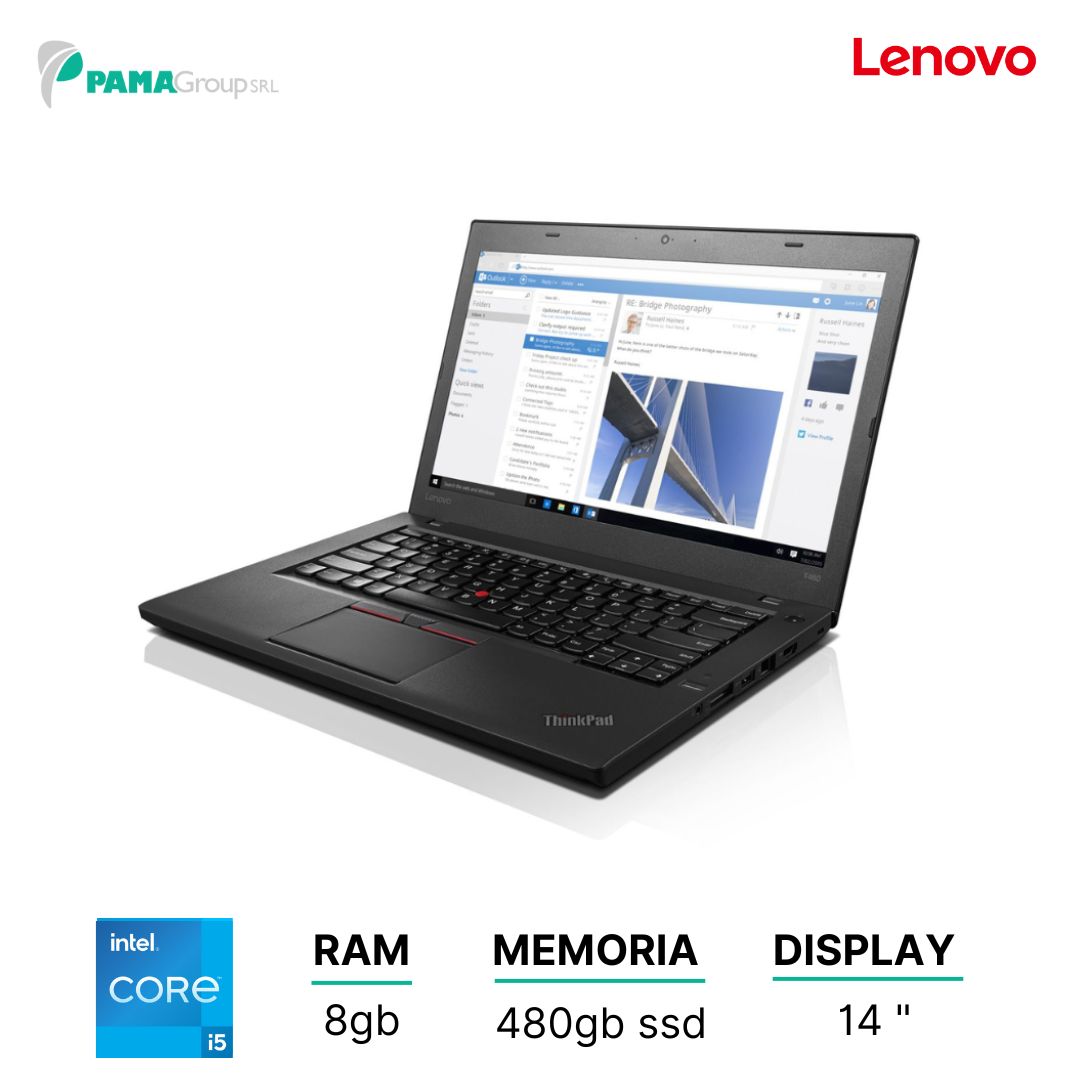 Notebook Lenovo T460, Core i5 6300U 2.40 ghz, ram 8GB, 240 ssd, display Led 14", webcam, windows 11