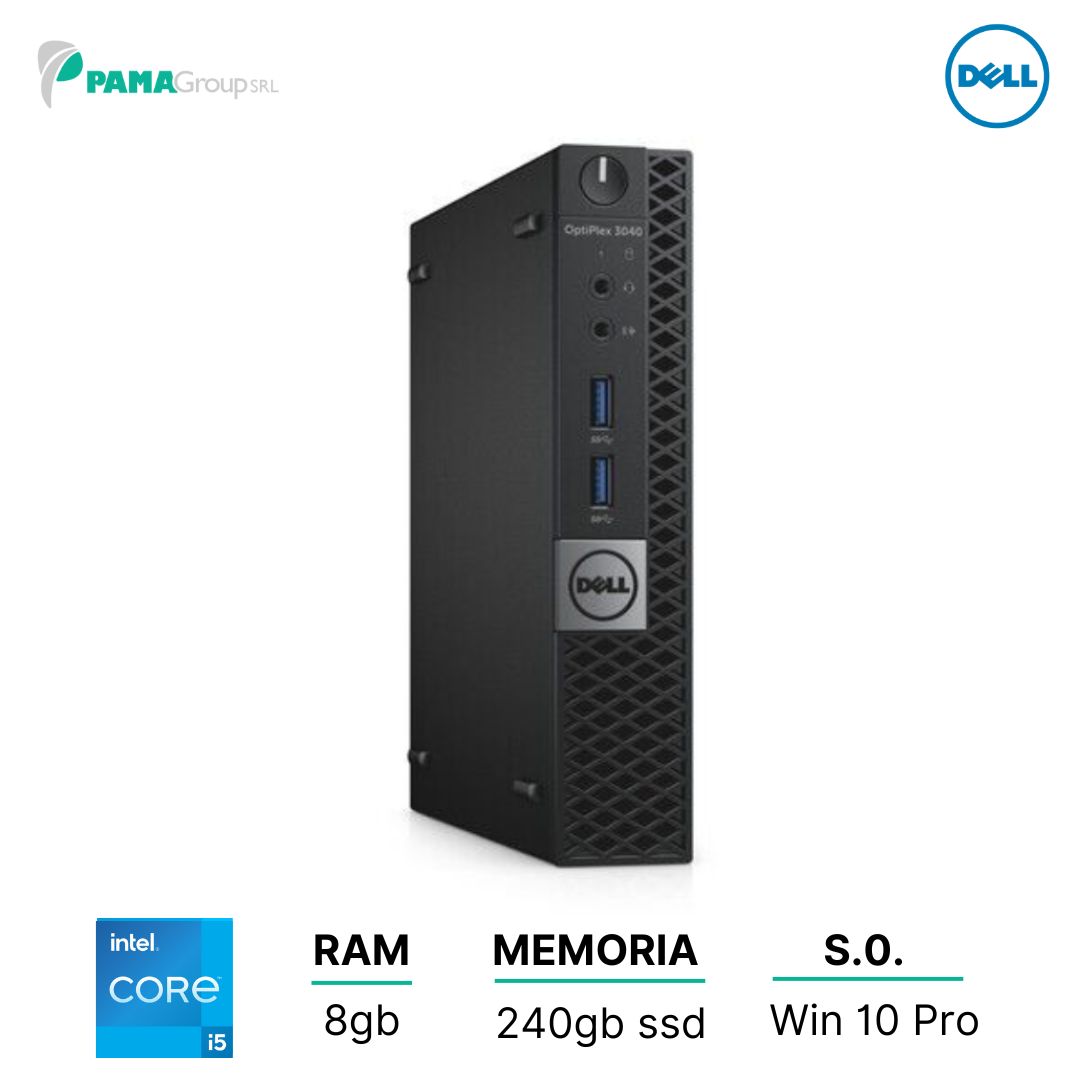 Pc Dell 3040 micro tiny, Core i5-6500T 2.50 ghz, 8gb Ram, 240gb ssd, Win 10 pro, Ricondizionato Grado A
