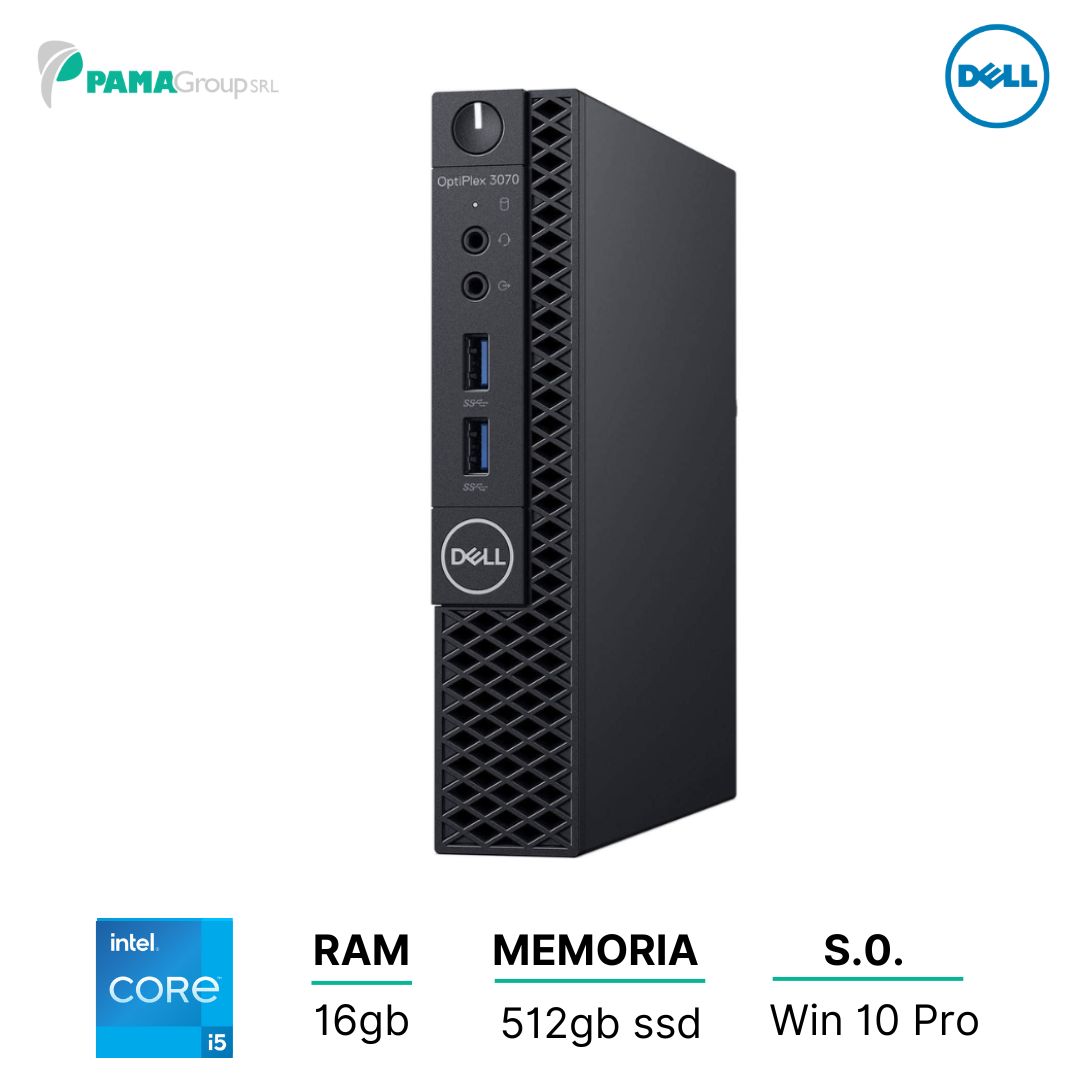 Pc Dell 3070 Micro, Core i5, 9th gen, ram 16gb, 512gb ssd, Win 10 pro, Ricondizionato Grado A