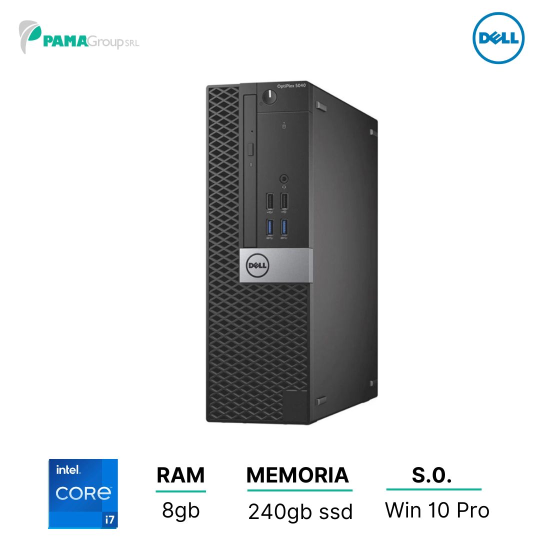 Pc Dell 5050 Sff desktop, Core i7-6700 3.40 ghz, ram 8gb, 240gb ssd, Win 10 pro, Ricondizionato Grado A