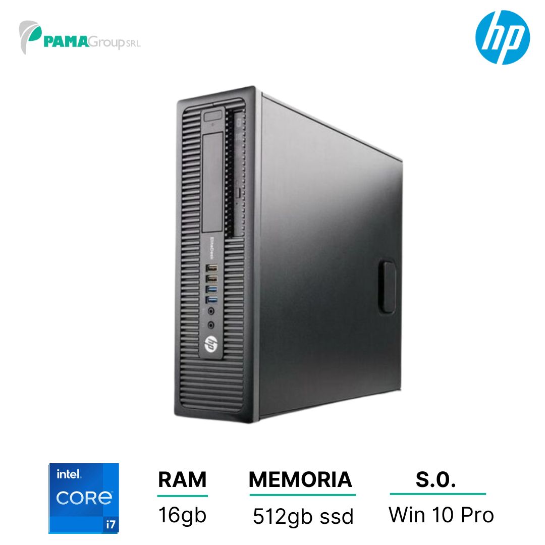 Pc HP 800 G1 sff desktop, Core i7-4th gen, ram 16gb,512 GB ssd, Win 10 pro, Ricondizionato Grado A