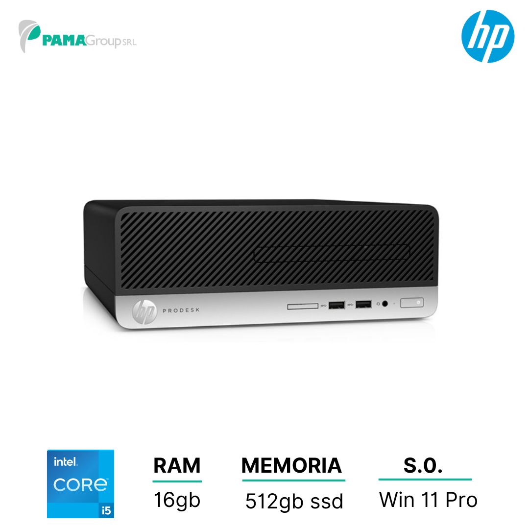Pc Hp 400 G6 Sff, Core i5 9600, 3,10 Ghz, Ram 16gb, 512 Ssd, Dvd, Win 11 pro, Ricondizionato grado A