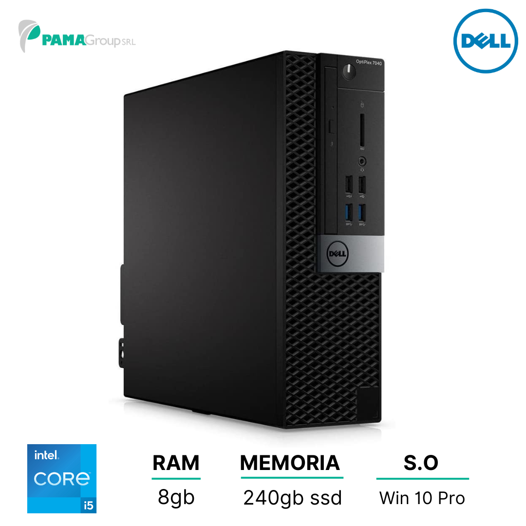 Dell 7040 sff, Core i5-6400 2.70 ghz, ram 8gb, dvd, 240gb ssd, Win 11 pro, Ricondizionato Grado A