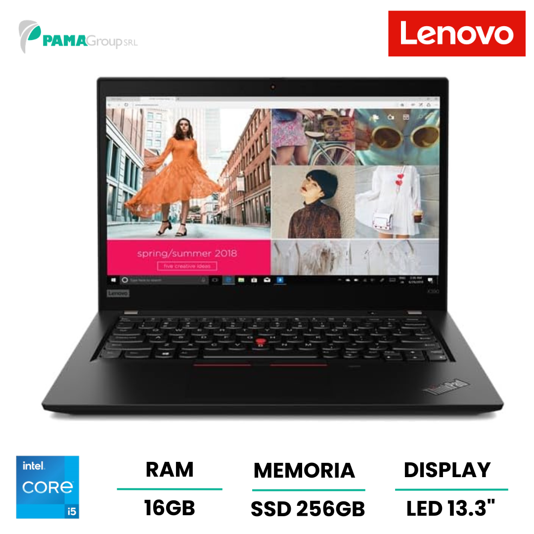 Lenovo thinkpad x390, Core i5 8265U 1.8 GHz, 16GB DDR4, 256GB SSD, 13.3" 1920 x 1080 pixel, Ricondizionato Grado A