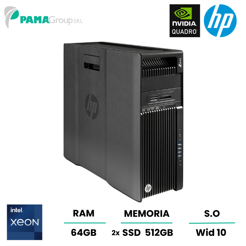 Workstation Hp Z640, 2x E5 2620 V3, ram 64gb, 2x ssd 512gb, Nvidia Quadro M4000 8gb ddr5, Ricondizionato, Grado A
