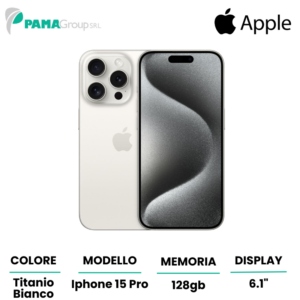 Apple iPhone 15 pro 128gb Titanio Bianco, Ricondizionato Grado A
