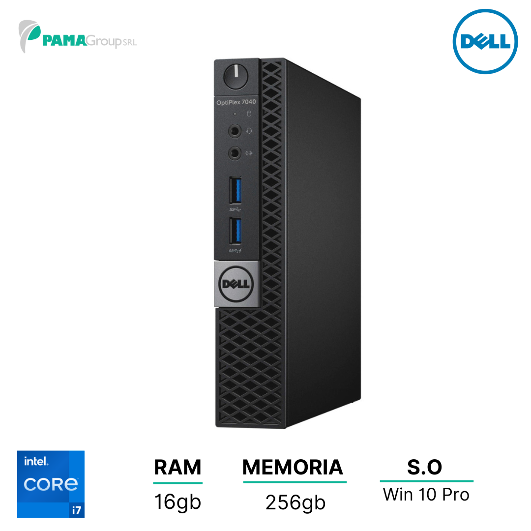 Dell 7040 Micro, Tiny mini pc, Core i7-6700T 2.80 ghz, ram 16gb, 256gb ssd, Win 11 pro, Ricondizionato Grado A