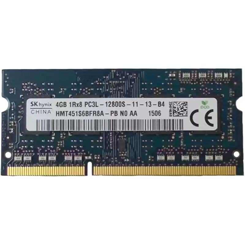 Memoria Ram so-ddr3, 4GB PC3L, HMT325S6EFR8A-PB, Hynix, 12800 DDR3-1600MHz,1.35V Low Voltage Single Rank Memory, Ricondizionato Grado A
