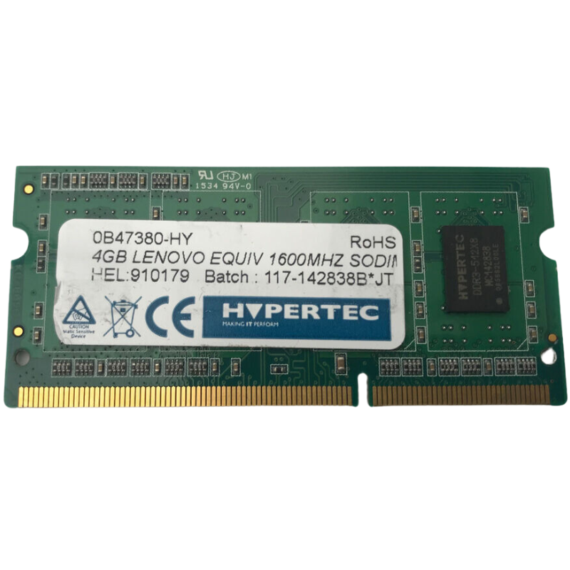 Memoria Ram so-ddr3 4GB DDR3, Hypertec, 0B47380-HY,1600MHz PC3L, 12800S, CL11 204-Pin PC Memory 1Rx8, Ricondizionata Grado A