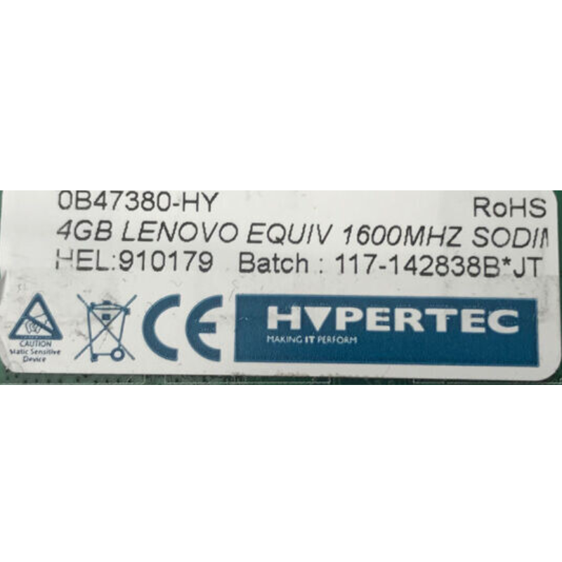 Memoria Ram so-ddr3 4GB DDR3, Hypertec, 0B47380-HY,1600MHz PC3L, 12800S, CL11 204-Pin PC Memory 1Rx8, Ricondizionata Grado A - immagine 4