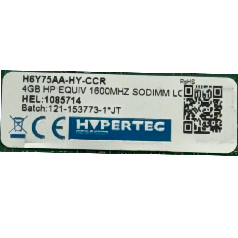 Memoria Ram so-ddr3 4GB DDR3, Hypertec, H6Y75AA-HY,1600MHz PC3L, 12800S, CL11 204-Pin PC Memory 1Rx8, Ricondizionata Grado A - immagine 4
