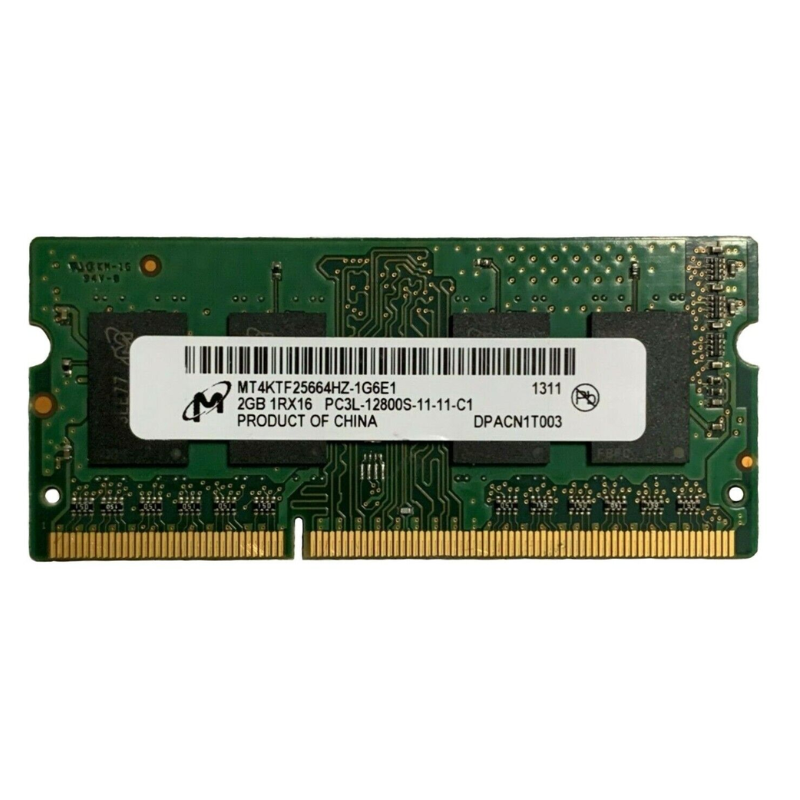 Memoria Ram so-ddr3 2Gb, MT4KTF25664HZ-1G6E1, 204 Pin SO-DIMM, PC3L 1.35V Low Voltage Single Rank Memory, Ricondizionato Grado A