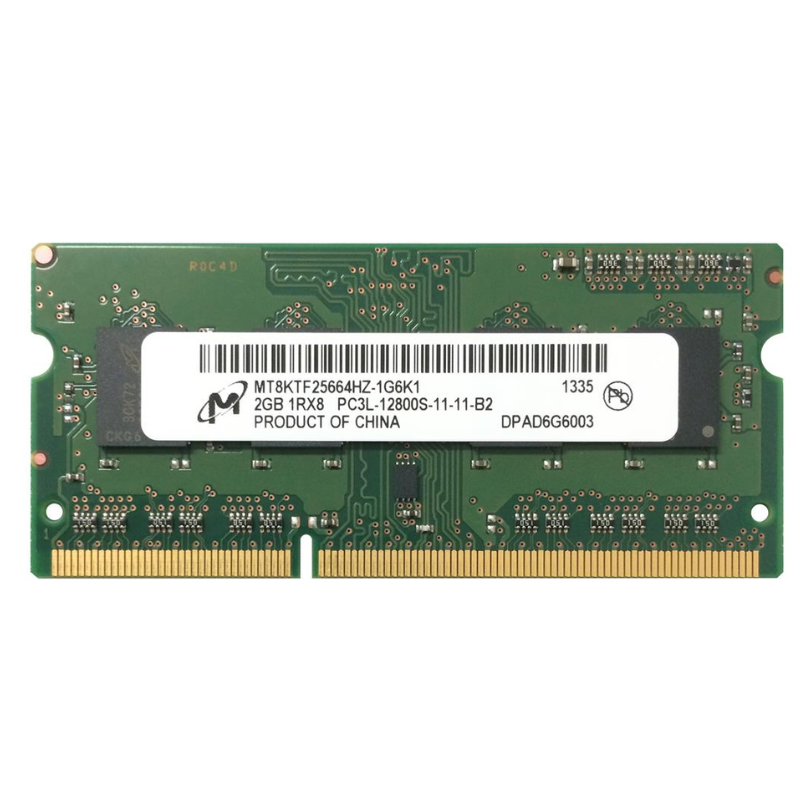 Memoria Ram so-ddr3, 2GB PC3L, MT8KTF25664HZ-1G6E1, Micron, 12800 DDR3-1600MHz,1.35V Low Voltage Single Rank Memory, Ricondizionato Grado A