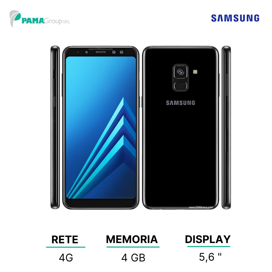 Samsung Galaxy A8 (2018), Black, 32GB espandibili, Dual sim, SM-A530F 4G Black - smartphones, 14.2 cm (5.6"), 4 GB, 16 MP, Ricondizionato Grado A