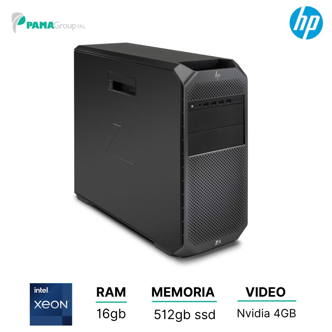 Workstation HP Z4 G4 Tower XEON W-2123 3,60 ghz, ram 16gb, 512gb ssd,DVD, sk video quadro k1200 Win 10 pro, Ricondizionato Grado A