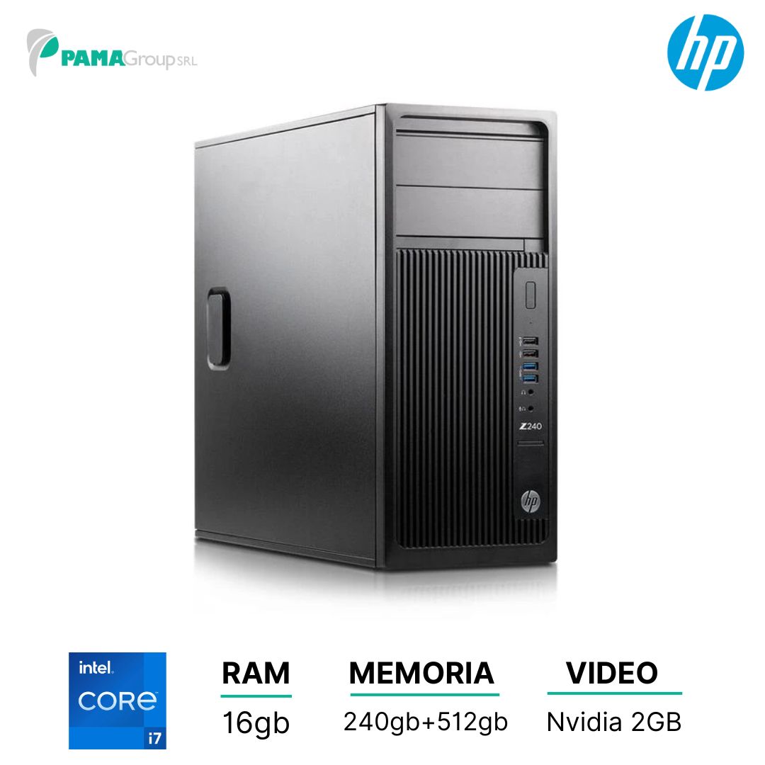 Workstation Hp Z240, i7 6700, ram16GB, ssd 240GB, dvd, Nvidia nvs 510, Win 11 pro, Ricondizionato, Grado A