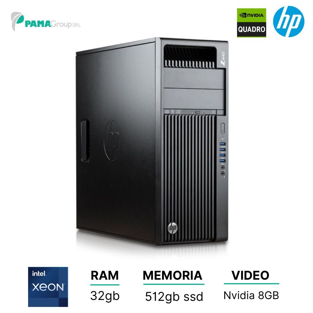 Workstation Hp Z440, E5 1620 V3, ram 32gb, ssd 512gb, Nvidia Quadro M4000 8gb ddr5, Ricondizionato, Grado A
