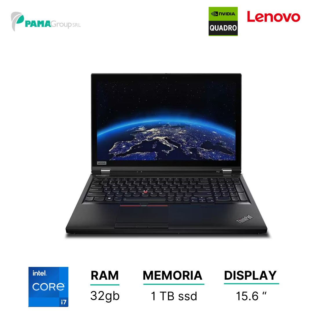 Workstation Lenovo ThinkPad P53, Core i7 9850H 2.6Ghz, ram 64gb, ssd 1000gb, Led 15.6 "1920X1080 FULL HD, Quadro RTX 3000 Mobile 6 GB, Win 11 pro, Ricondizionato Grado A